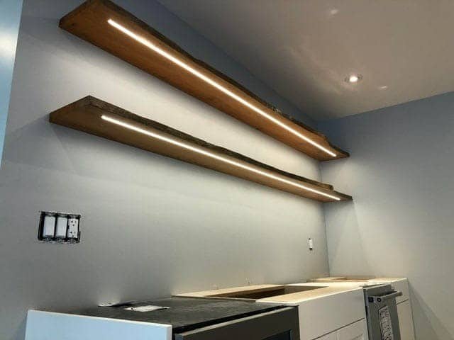 Eiken Wandplank Dimbare Rgbww Ledstrip
